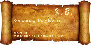 Korponay Bogdán névjegykártya